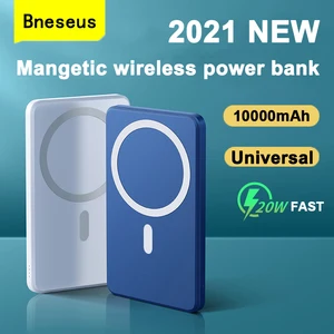 10000mah magnetic wireless power bank 20w fast charging treasure universal external auxiliary battery magnet wireless chargers free global shipping