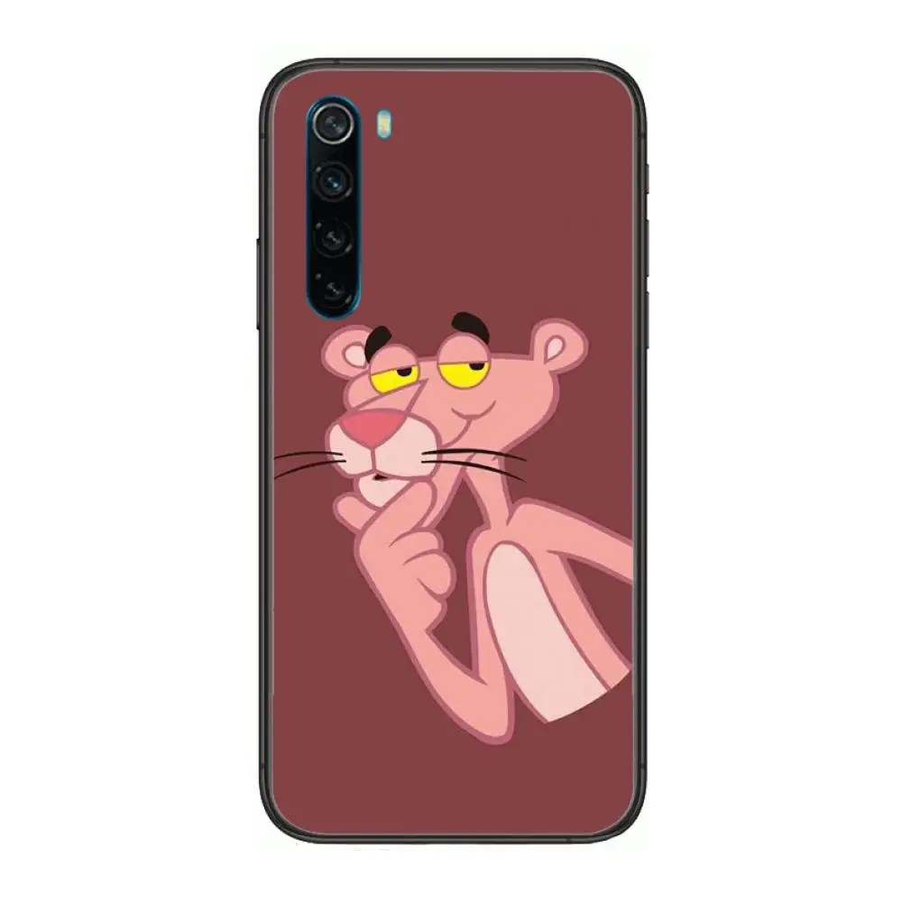

Cartoons Pink Panther case cartoon Phone Case For XiaoMi Redmi Note 9S 8 7 6 5 A Pro T Y1 Anime Black Cover Silicone Back Pret