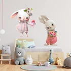 Мультяшные милые наклейки на стену с изображением кролика для детской комнаты, украшение для дома для девочки, мальчика, декор для комнаты, сделай сам, матовые съемные