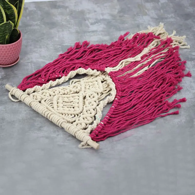 

Red weaving Macrame Wall Hanging Art design Woven Tapestry Room Decoration Y5JC