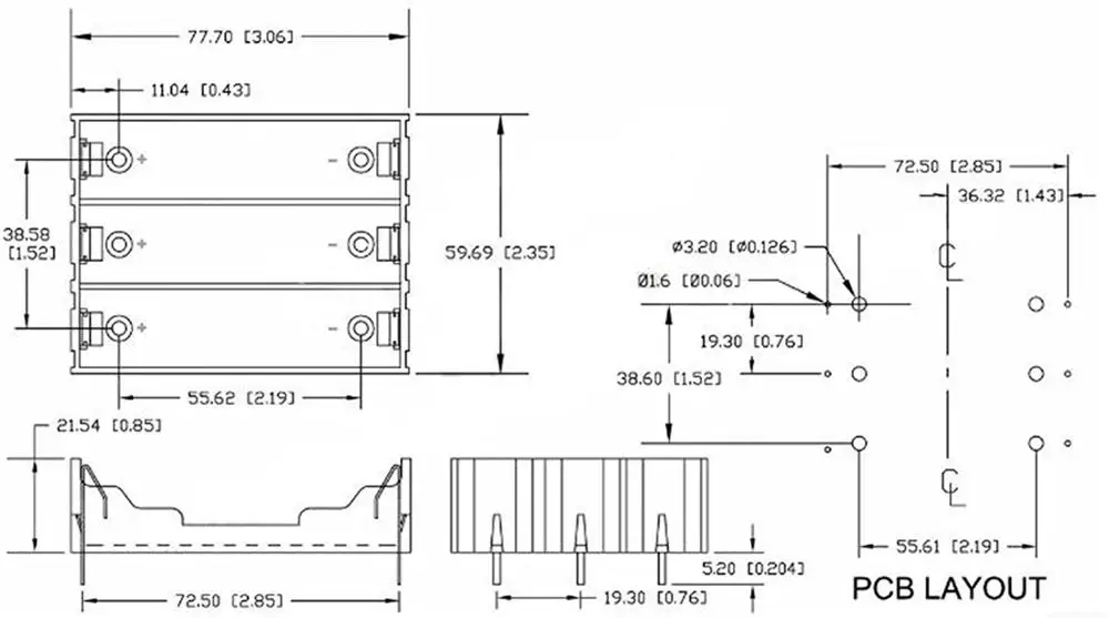50шт/лот 3 слота 18650 батарейный ящик для хранения пластиковый держатель для аккумуляторов DIY 3X3.7V контейнер с контактами для пайки оптом.