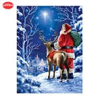 Алмазная живопись Санта-Клаус, лось, алмазная живопись 5d, набор для рукоделия, вышивка, полный квадраткруглая дрель, домашний декор