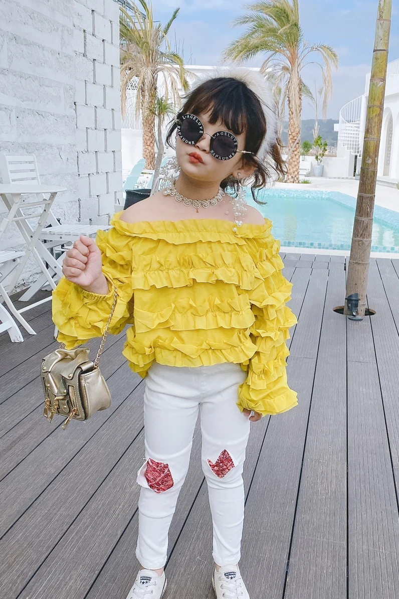 Кружевная рубашка для девочек весенне осенняя коллекция 2020 года новая