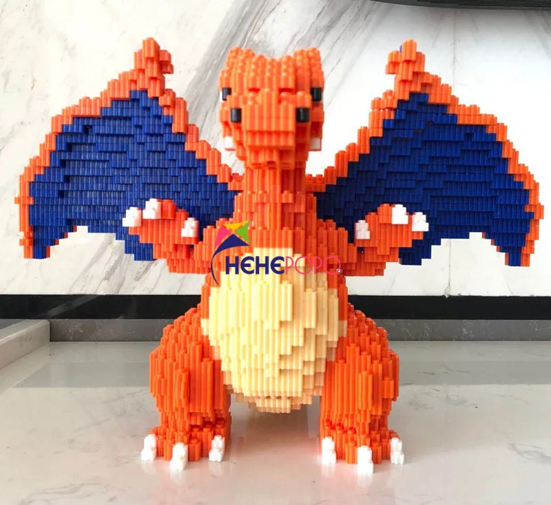 26cm Tall 8665 Middle Bricks Block Toy Charizard Dragon Pocket Monster Animal 3D Model DIY Blocks Building for Children | Игрушки и
