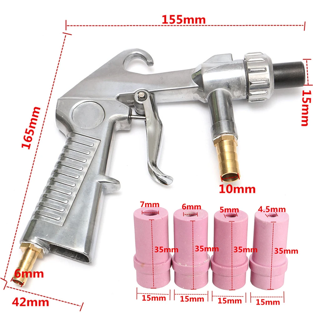 

Air Sand Blasting Gun Kit Sandblasting Blast Gun Derusting Tool Kit with 1 Metal + 4 Ceramic Nozzle Tips Siphon Feed Blast Gun