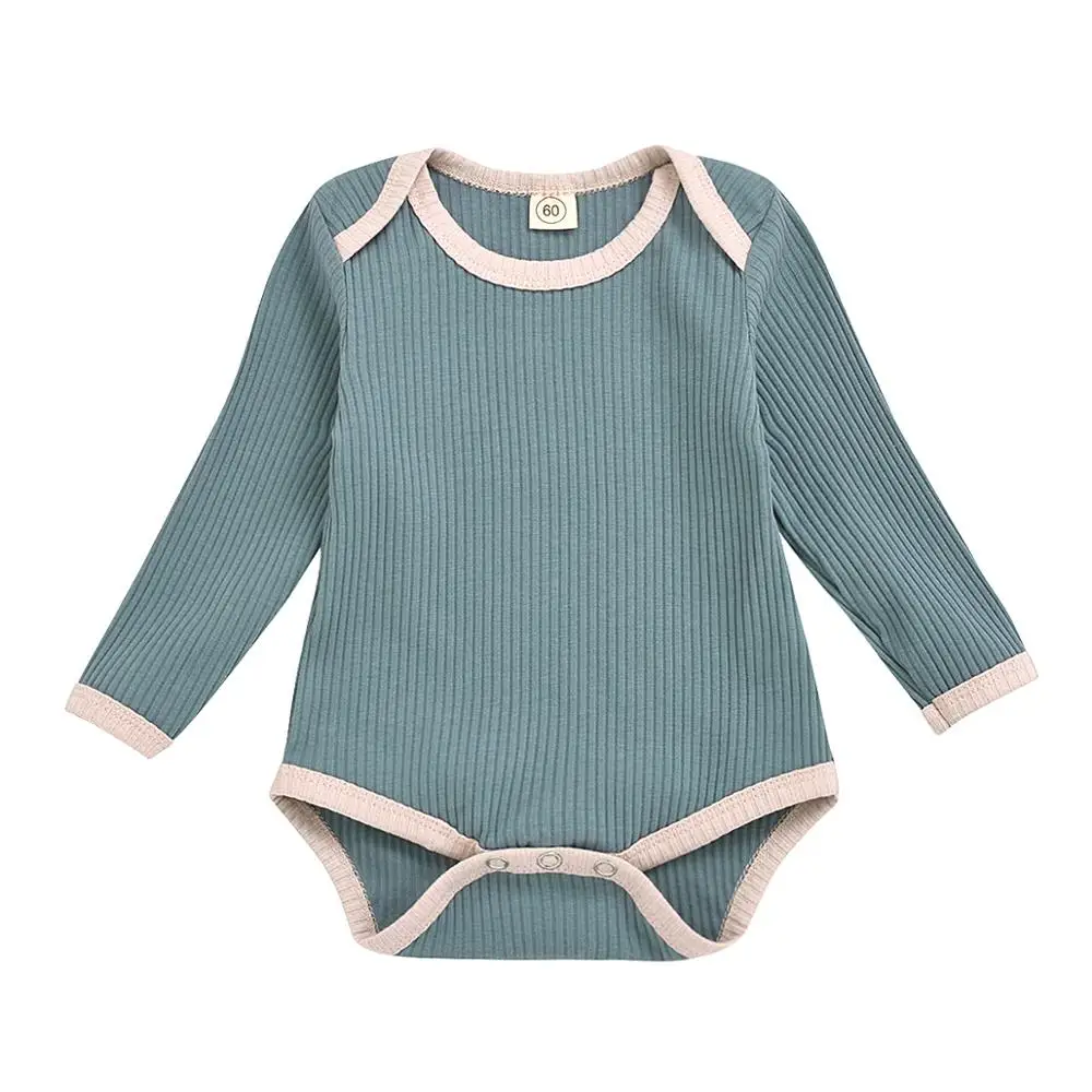 

2020 Spring Baby Romper Newborn Infant Baby Boys Girls Bodysuit Jumpsuit Long Sleeve Solid Ribbed Cotton Kids Overall