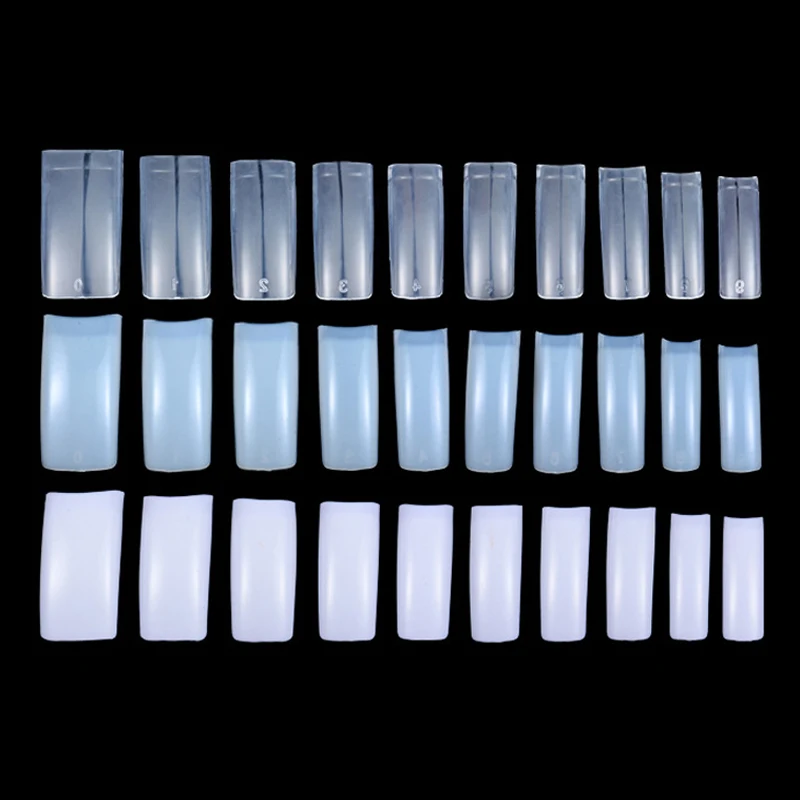 

500Pcs/box Nature Transparent White False Artificial Nail Tips Half Cover Clear Fake Cover 10 Sizes DIY ABS Plastic Box Pack