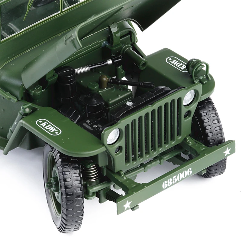 Diecast 1/18 Scale Model Car Toy For Jeep Military Tactics Car Model Opening Hood Panels To Reveal The Engine For Children Gift images - 6