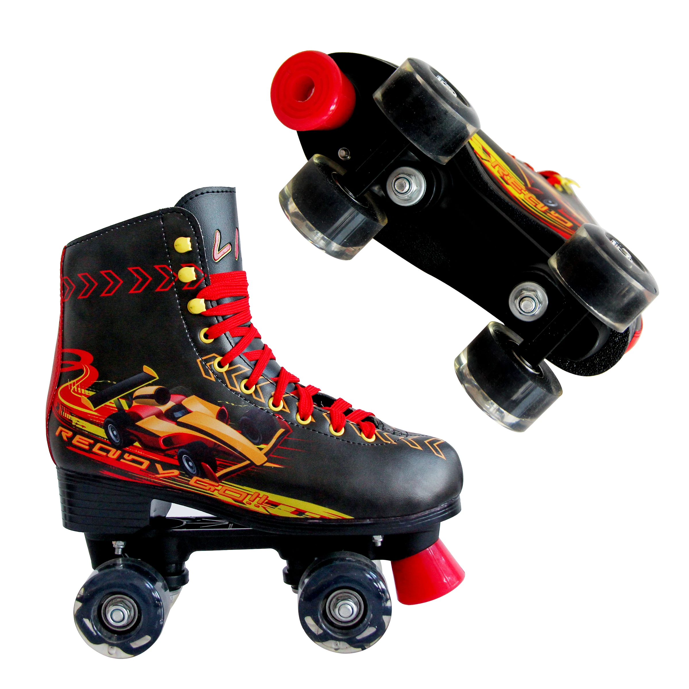 

Skates Children 4 Wheels Led Balance Double Roller Skates Pink Hot Sale New High Quality Safety Beginner Girl Skates
