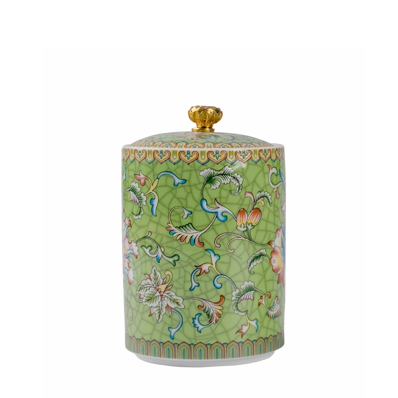 

Exquisite Painted Flowers and Birds Tea Caddies Travel Ceramic Tea Container Jar Coffee Beans Biscuits Candy Sealed Storage Tank