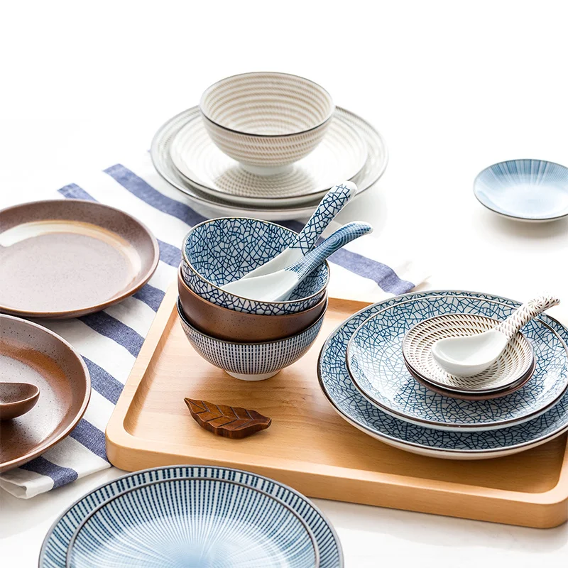 Набор керамической японской посуды обеденная тарелка Классическая десертная