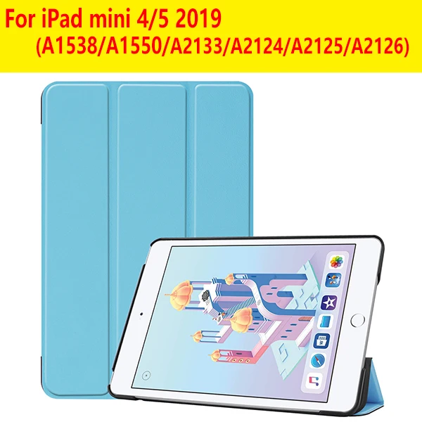 IPADMINI45 KST BU Чехол для iPad Mini 1 2 3 из искусственной кожи силиконовый чехол для планшета для iPad Mini 4 5 трехслойный чехол-подставка для сна - Цвет: IPADMINI45 KST BU