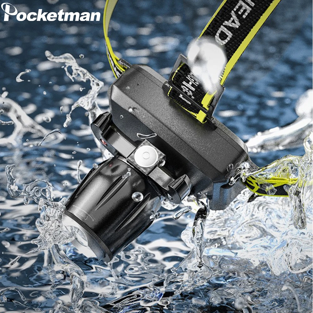 Мощный налобный фонарь с датчиком движения тела водонепроницаемый головной