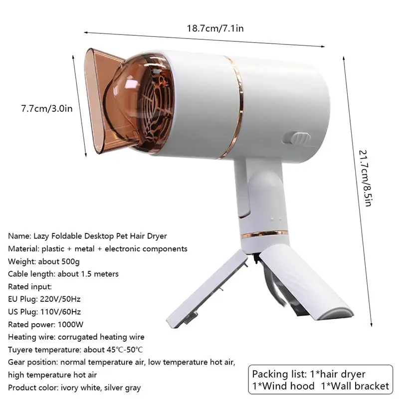 

Dog Dryer Dog Hair Dryer Bracket Blow Dryer Pet Dog Grooming Hair Dryer For Dogs Cat Hair Comb Dog Fur Blower Low Noise