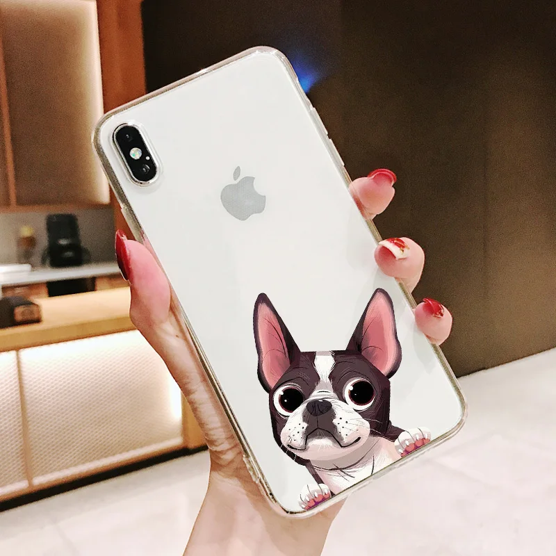 Чехол для телефона из мягкого ТПУ с изображением щенка мопса кролика кота