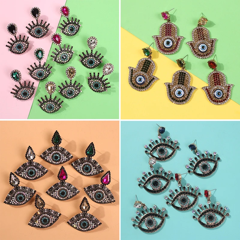 Роскошные женские сережки от сглаза винтажная серьга из горного хрусталя