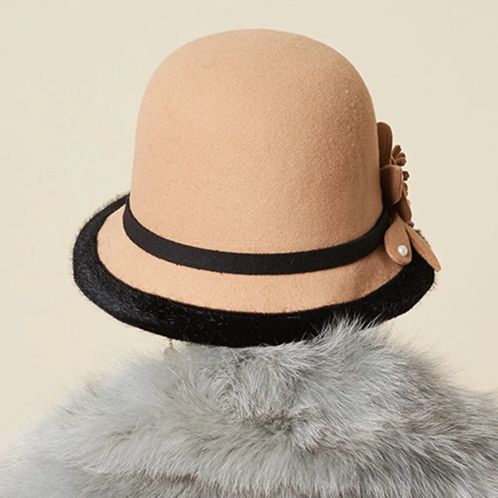 Женская шерстяная шляпа Элегантная черная для церкви свадебные модные головные