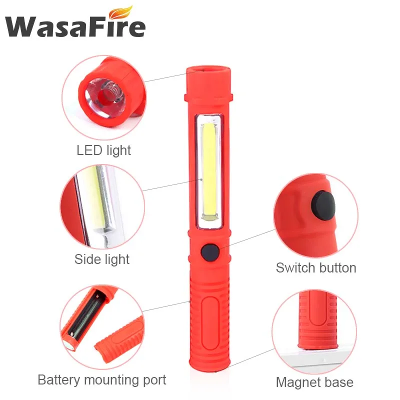 Wasafire Mini Pen Light COB LED Work Inspection Flashlight Handle Magnetic Pocket Torch Lamp for Outdoor Camping Car Repairing | Лампы и