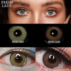 Контактные линзы FRESHLADY для глаз официального цвета, 1 пара, зеленые, натуральные, синие, розовые цветные линзы с контейнером, косметика на каждый год