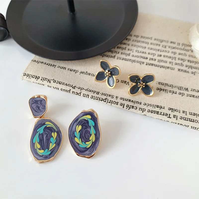 Корейские милые металлические серьги-подвески с рисунком для женщин и девочек