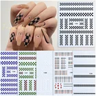 1 шт., 3D наклейки для ногтей в виде сердца и сердца, новые классические клетчатые серии наклеек для ногтей, черно-белые шахматные наклейки для ногтей, декор для ногтей