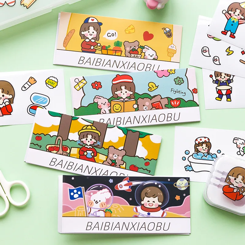 Mohamm 4 листа Kawaii мультфильм девушки Декоративные наклейки Скрапбукинг DIY Note ПВХ