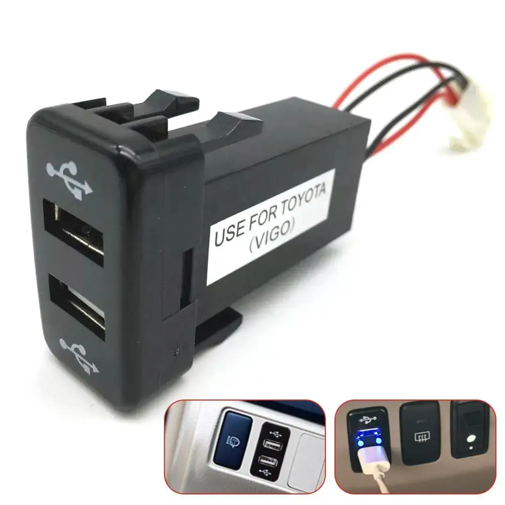 Автомобильное зарядное устройство с двумя USB портами для TOYOTA|Кабели адаптеры и