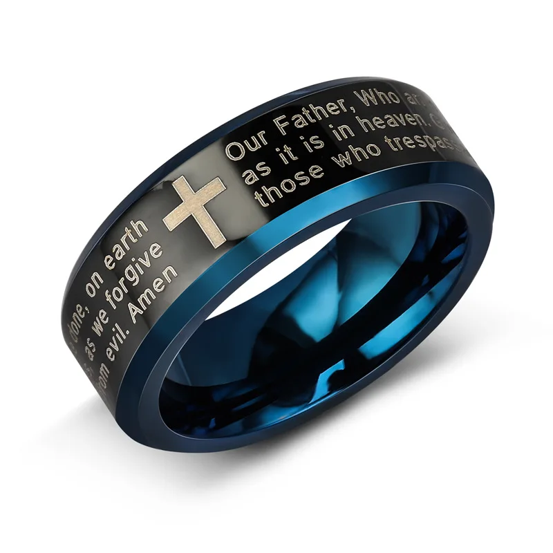 Модное гравированное Библейское кольцо с крестом Иисуса для мужчин в стиле хип