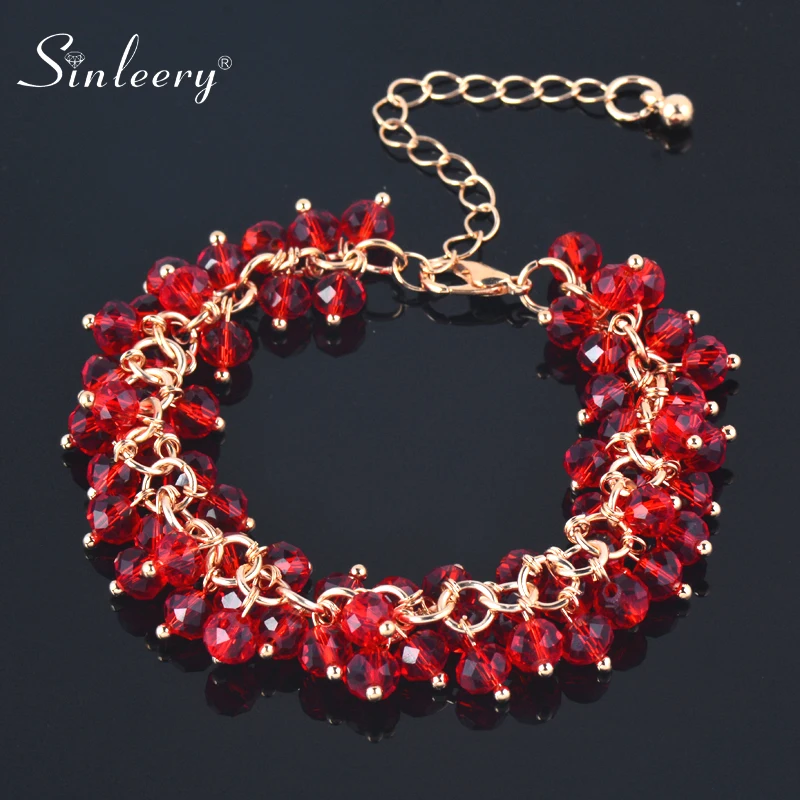 Женский браслет с бусинами SINLEERY красный черный белый цвета шампанского