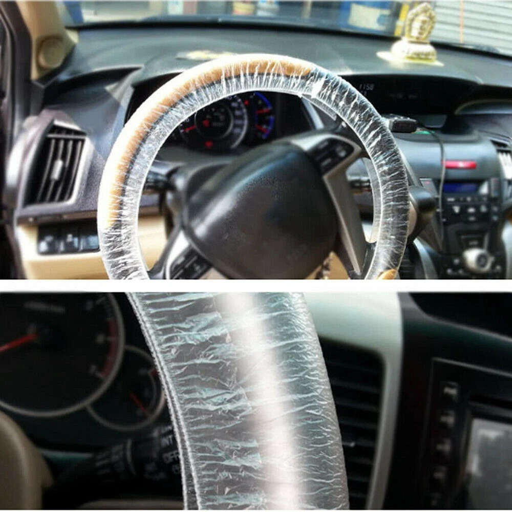 

250 Pcs Disposable Transparent Car Steering Wheel Protective Cover Car Repair Antifouling Dustproof Plastic Steering Wheel Cover