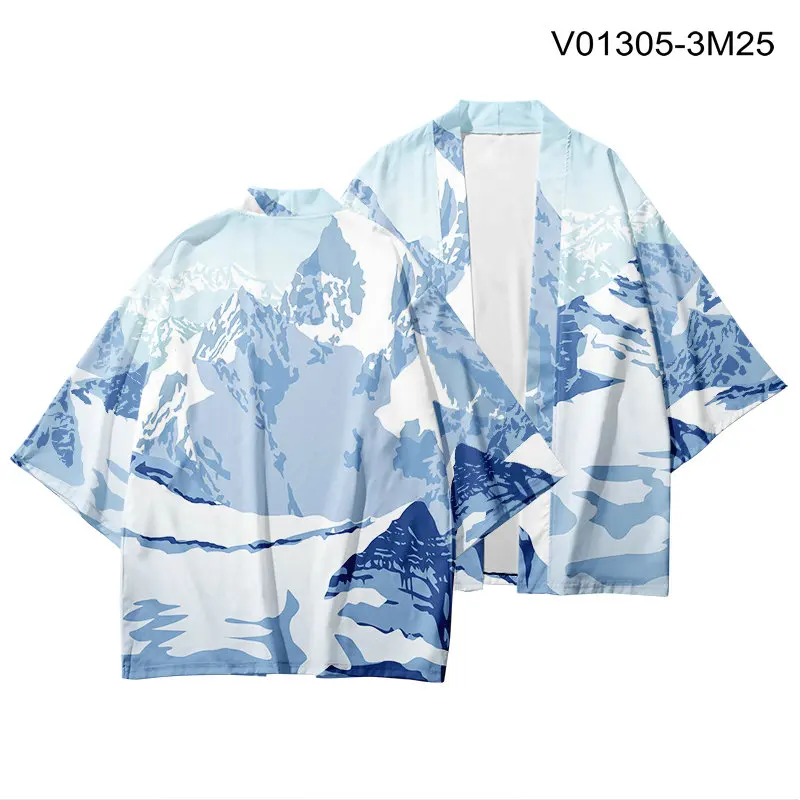 Японское кимоно юката Haori 3D печать Косплей женщин/мужчин мода лето Повседневная крутая короткий рукав - Цвет: E