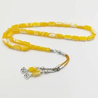 yellow resin tasbih muslim 33 prayer beads handmade islamic bracelet gifts arabic fashion jewelry accessories