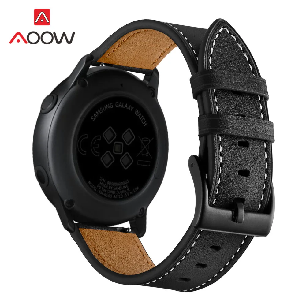 20 мм ремешок из натуральной кожи для samsung Galaxy Watch Active 42 мм gear S2 huawei Garmin vivoactive Amazfit BIP Молодежный браслет
