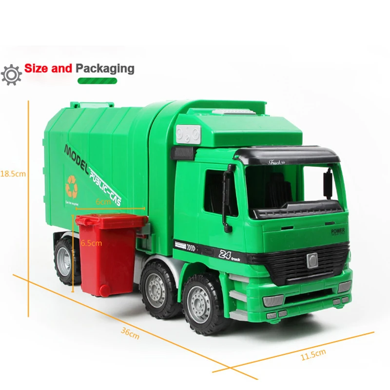 

Children Car Toy Simulation Inertia Engineering Vehicle Sanitation Trash Can Raised Lowered Fall-resistant Suit Gift Boys Girls