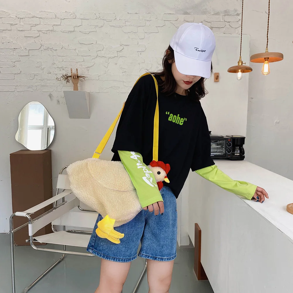 Повседневные женские сумки через плечо в форме курицы модные флисовые дамские