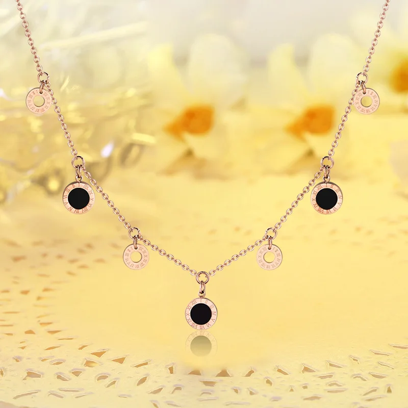 Женские ожерелье с подвеской в виде римскими цифрами из нержавеющей стали цвета