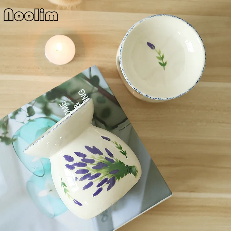 Керамическая Лаванда ручная роспись подсвечник ароматерапия печи масла