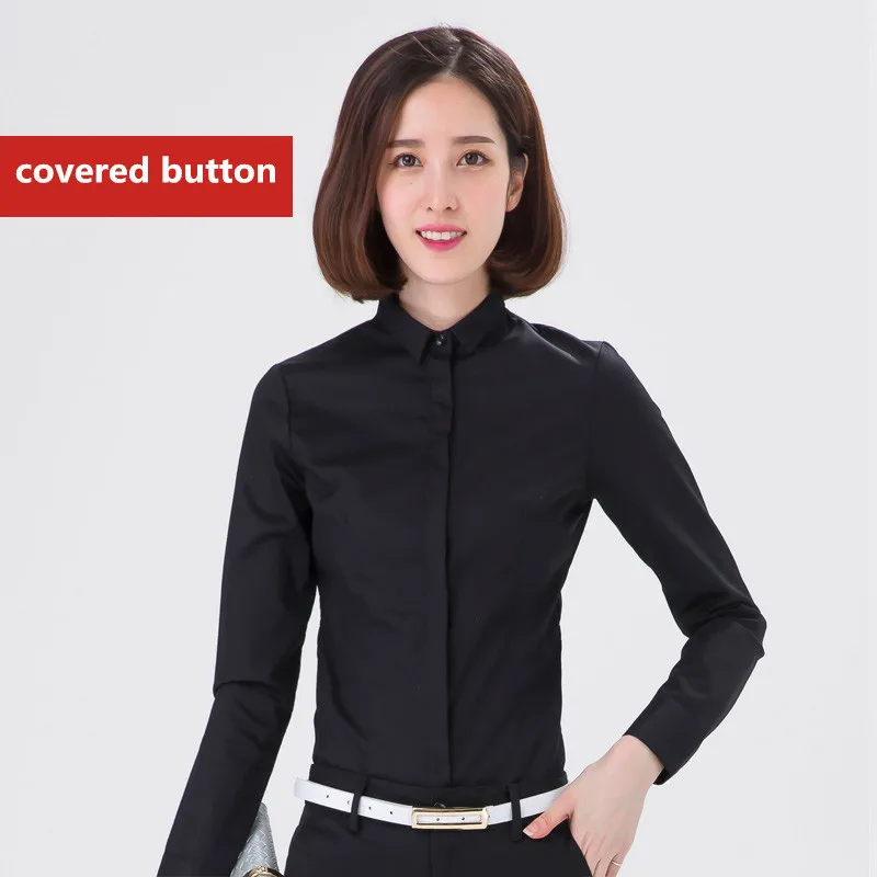 

2020 Fashion Autumn Winter Black Shirt Women Long-Sleeve Thick Slim Workwear OL Shirts Femme Plus Size Tops 5XL WXF603