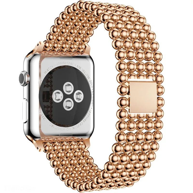 Ремешок для часов Apple Watch 5/4, 38 мм, 40 мм, 42 мм, 44 мм, модный ремешок из нержавеющей стали с бусинами для Iwatch 5, 4, 3, браслет