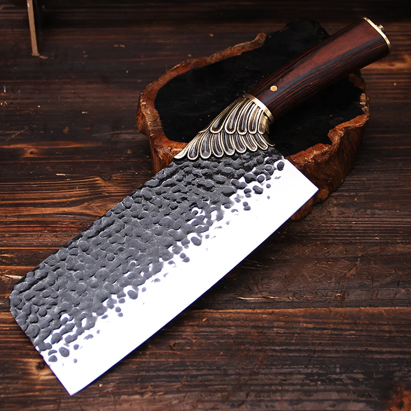 

New 8.5 Inch Chinese Chef Knife Handmade Forged Steel Longquan Kitchen Knife Slicing Cleaver China Knives Meat And Poultry Tools