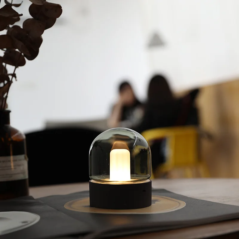

Светодиодный стеклянный ночник, прикроватный креативный Ностальгический дышащий ночсветильник, атмосферная лампа с Usb-зарядкой, декоратив...