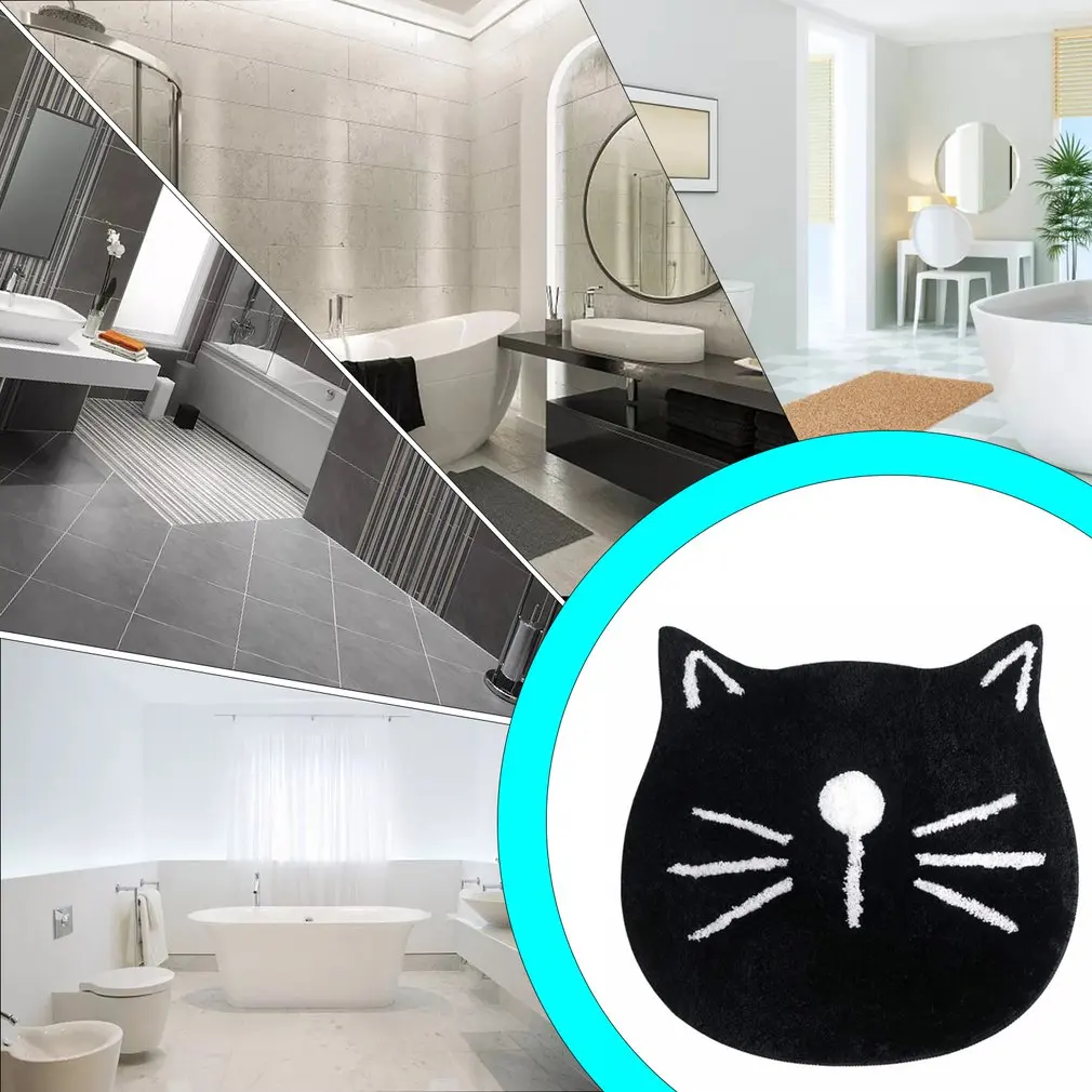 

Абсорбирующие Нескользящие напольные коврики из микрофибры для ванной комнаты с мультяшным котом в скандинавском стиле