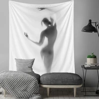 black white style women silhouette tapestry wall hanging aesthetic tapestries beach towel shawl throw sheet home room decor