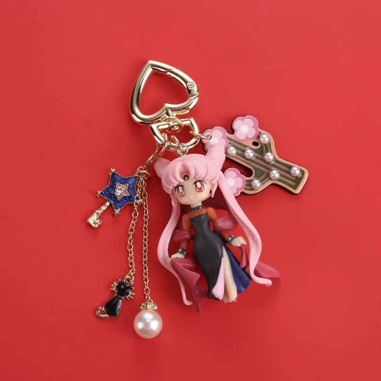 

Childhood Anime Trinket Keychains Accessories Sailor Moon Key Chains Beautiful Jewelry Car Bags Keyring Women Girl Kawaii Gifts