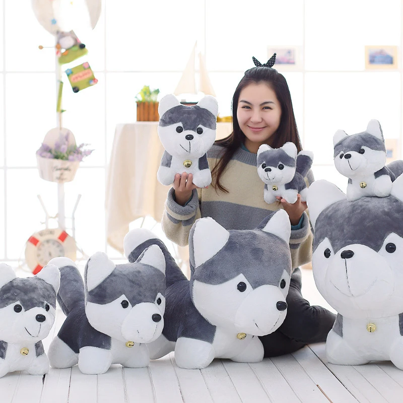 

25-65cm Kawaii Dog Plush Toys Large Husky Doll Gray Home Decoration Pillow Soft Cushion Christmas Gift Stuffed Animals Baby Toys