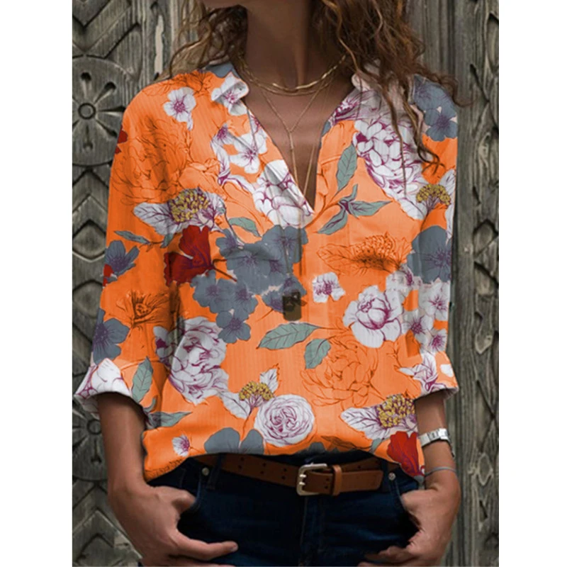 

Oversized Print Retro Floral Women Blouse Long sleeve Loose V-neck Chinese Styles Autumn Female Top Shirts Plus Size 5XL SJ6836C