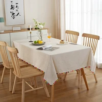 polyester linen tablecloth tassel hairball tea coffee table runner table cover for dining home decor xmas new year table cloth