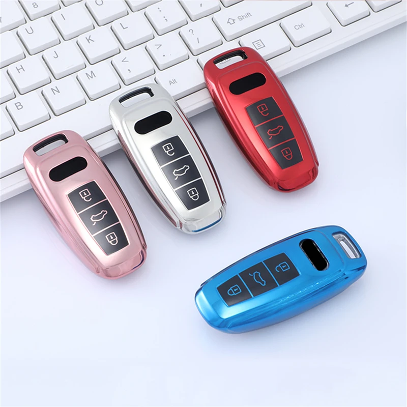 

New TPU car key case For Audi A6 C8 A7 A8 Q8 2018 2019 car key chain for women car keychain set car styling car holder keyring