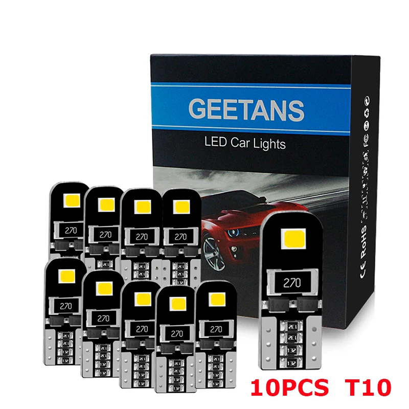 Светодиодсветодиодный лампа GEETANS 10X T10 W5W для салона автомобиля smd 5730 12 В 168 194 2825