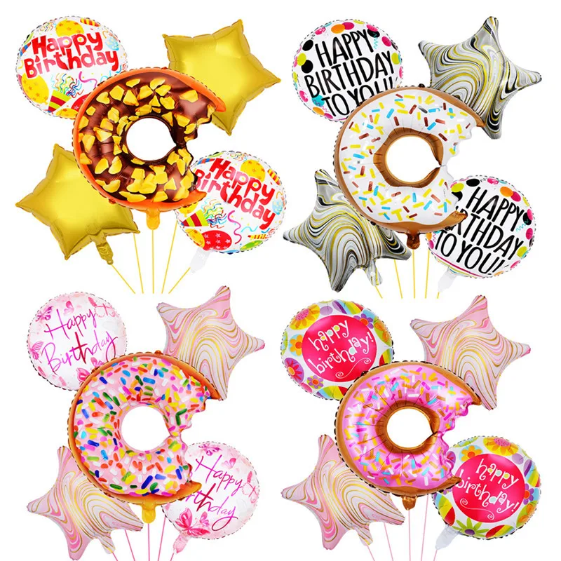 

Набор воздушных шаров из алюминиевой пленки в виде пончика, 5 шт.